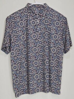 Iron Oak Polo Shirt Hell Bent Geometric Texas Performance Pearl Snap AOP 2XL